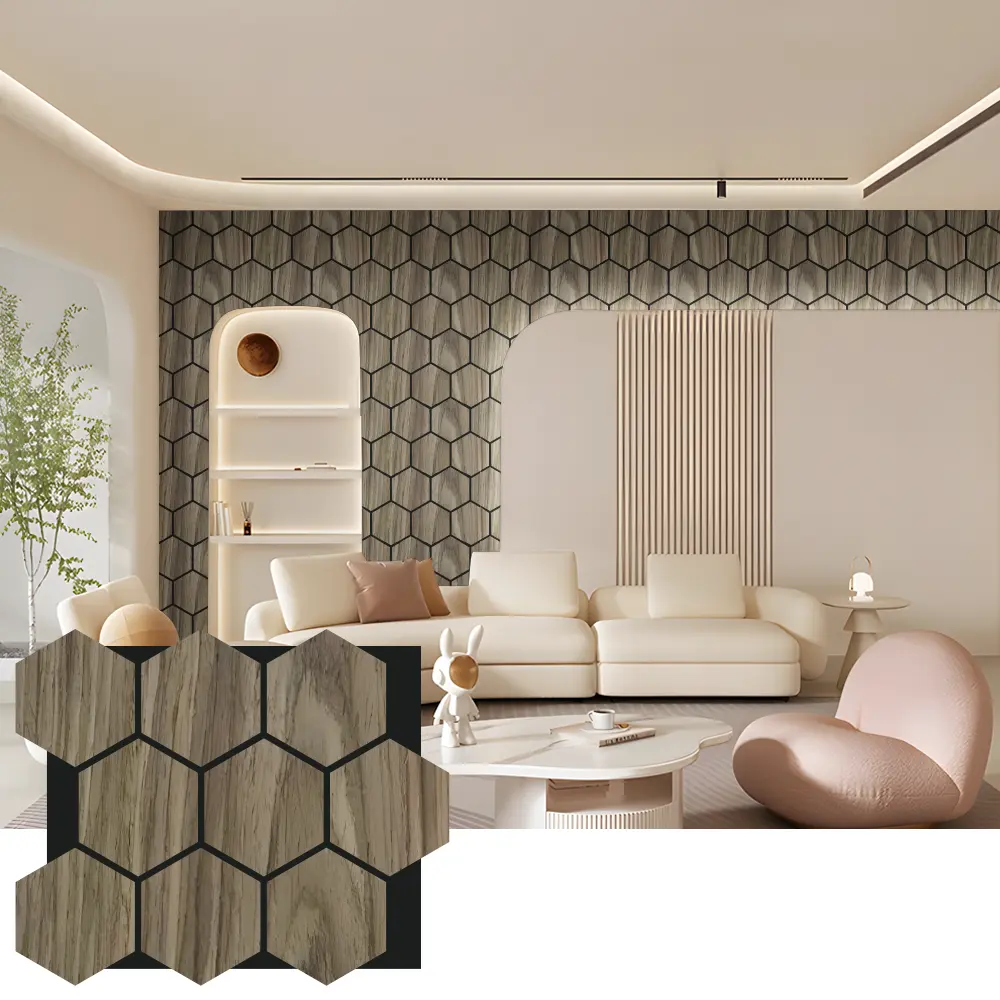 Hexagon Acoustic Wood Wall Panels for Interior Design