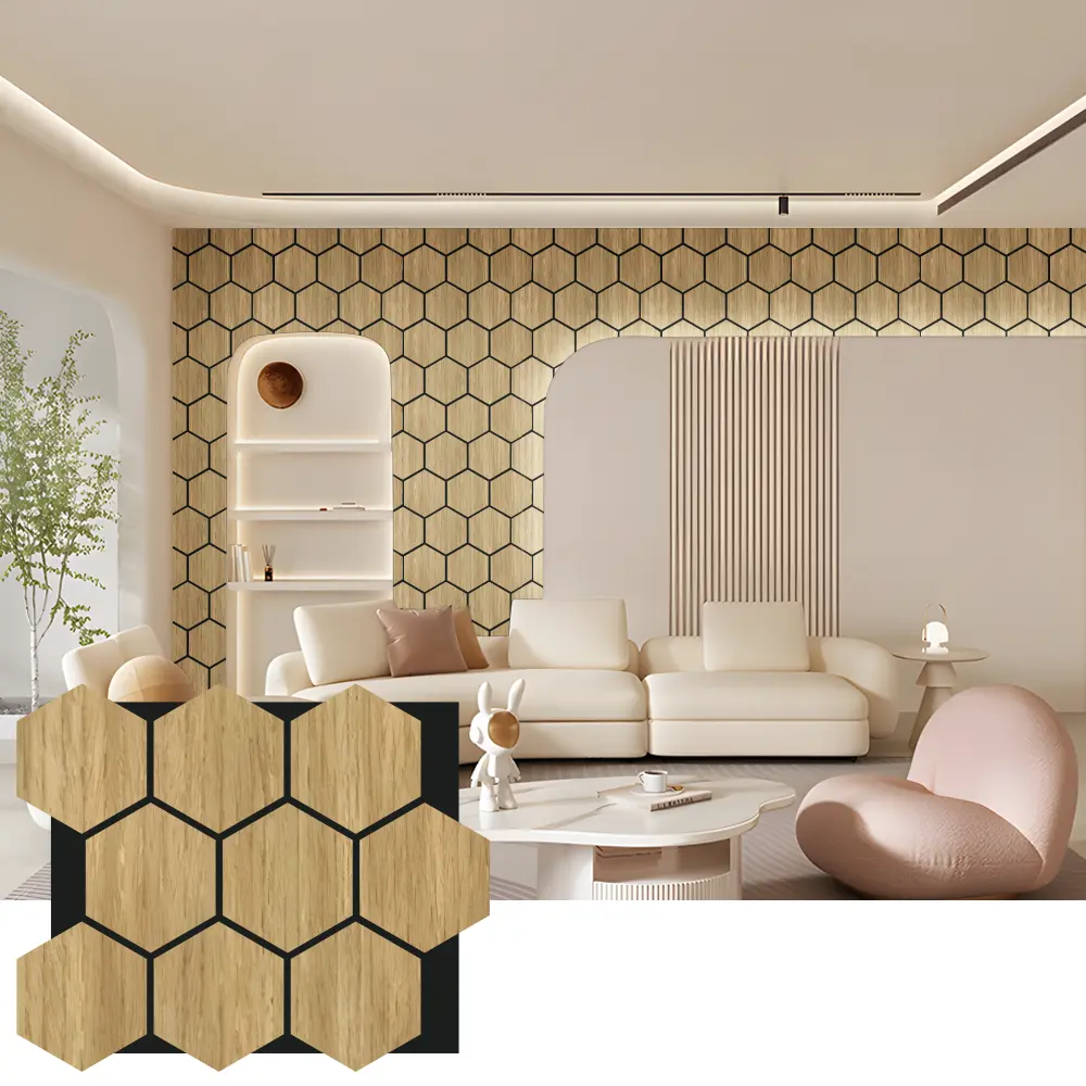 Hexagon Acoustic Wood Wall Panels for Interior Design Hexagon Acoustic Wood Wall Panels for Interior Design