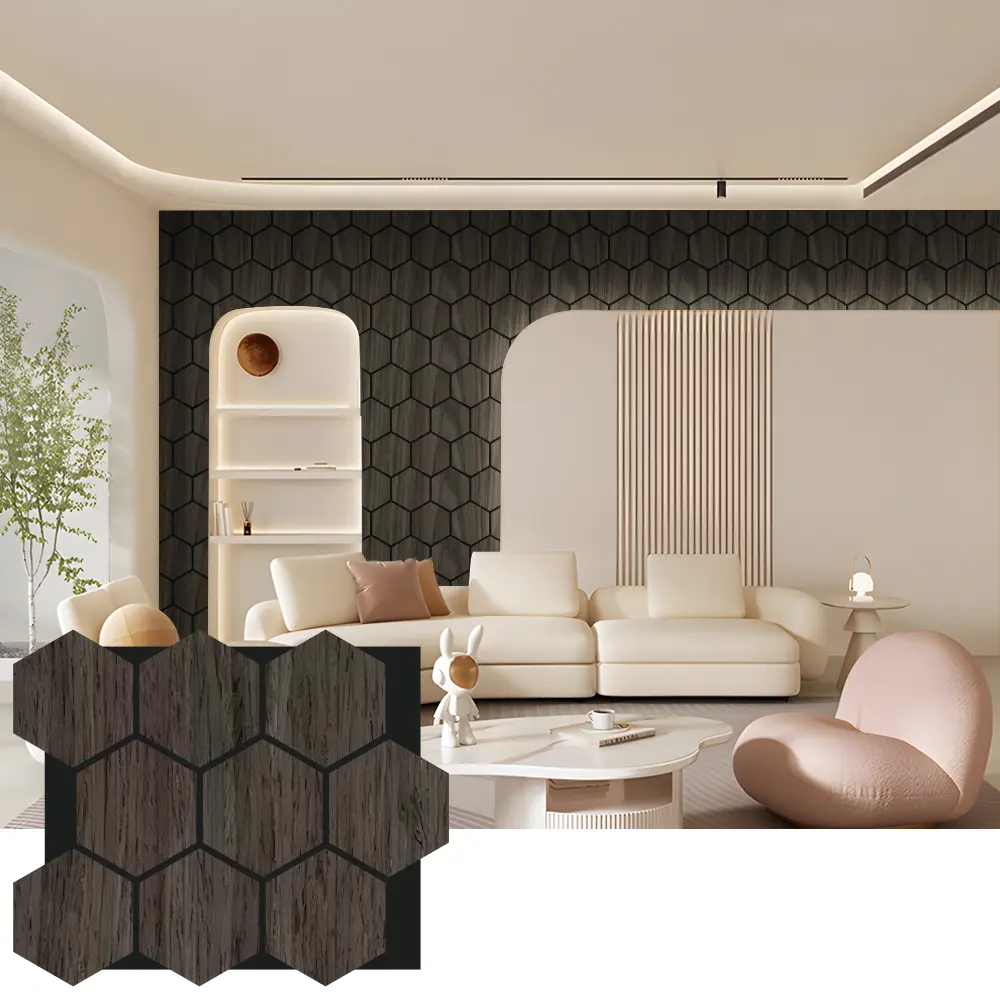 Hexagon Acoustic Wood Wall Panels for Interior Design