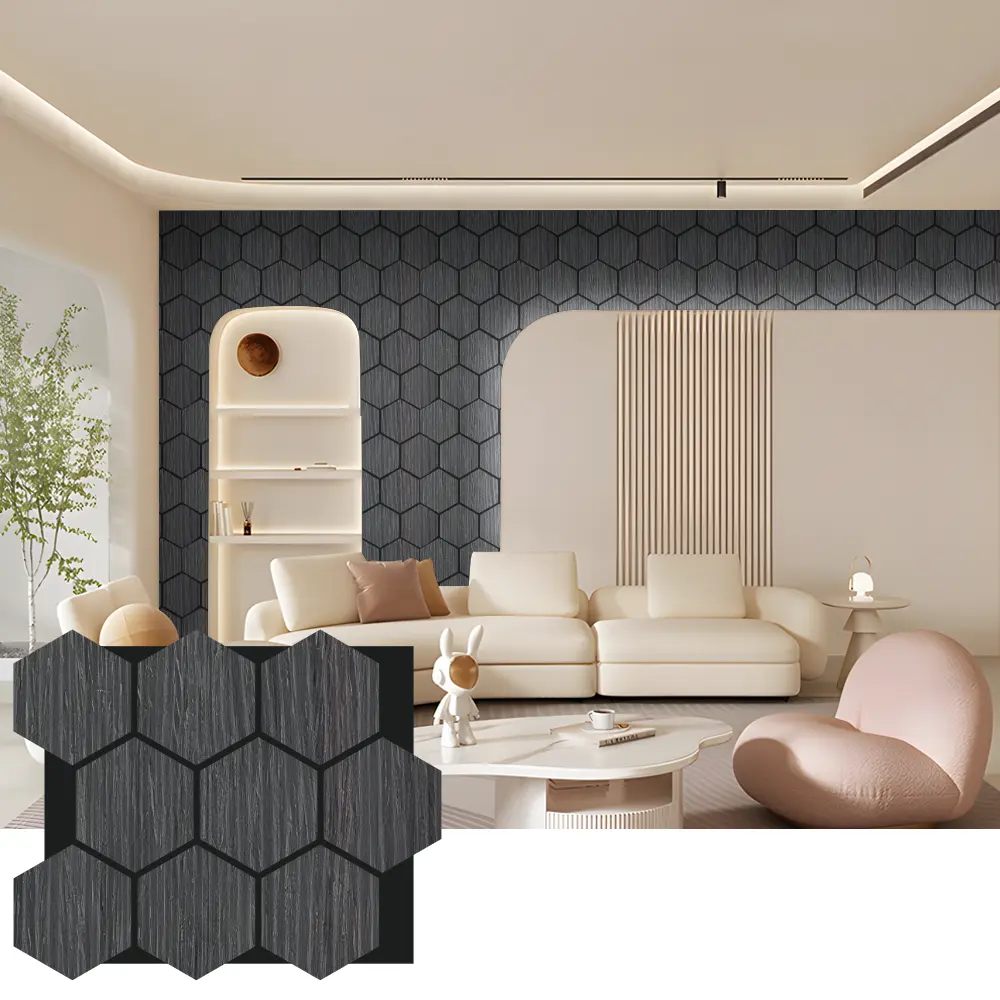 Hexagon Acoustic Wood Wall Panels for Interior Design