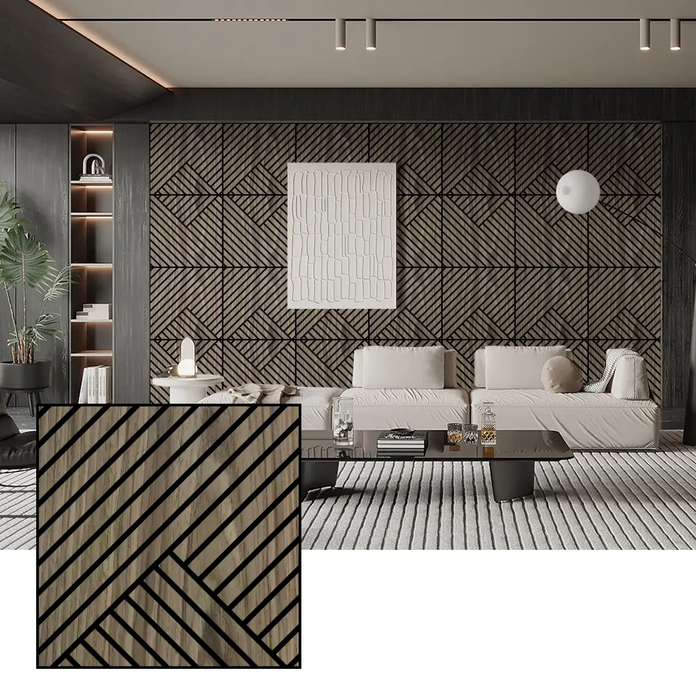 Natural Wood Veneer Acoustic Panels for Interior Walls