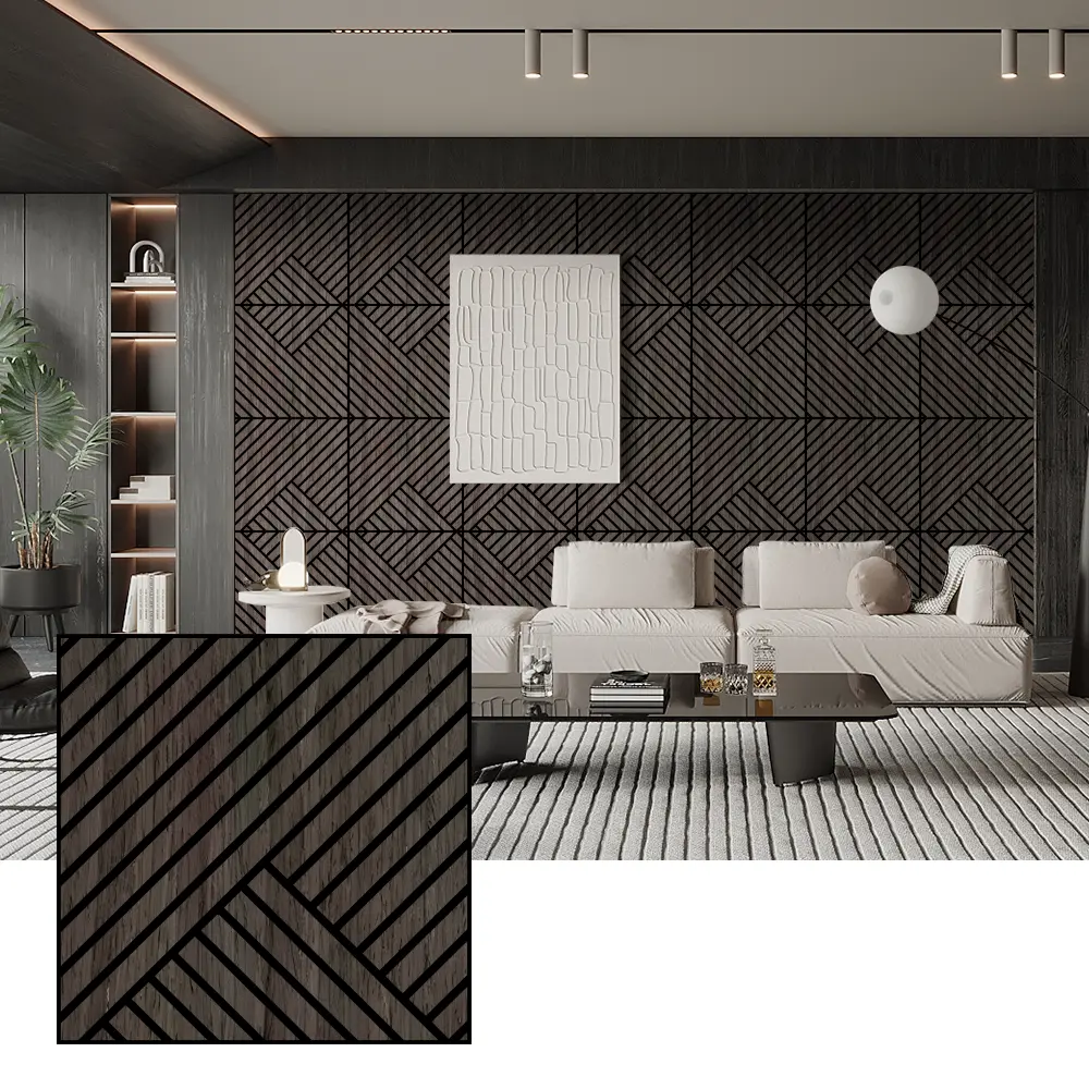 Natural Wood Veneer Acoustic Panels for Interior Walls