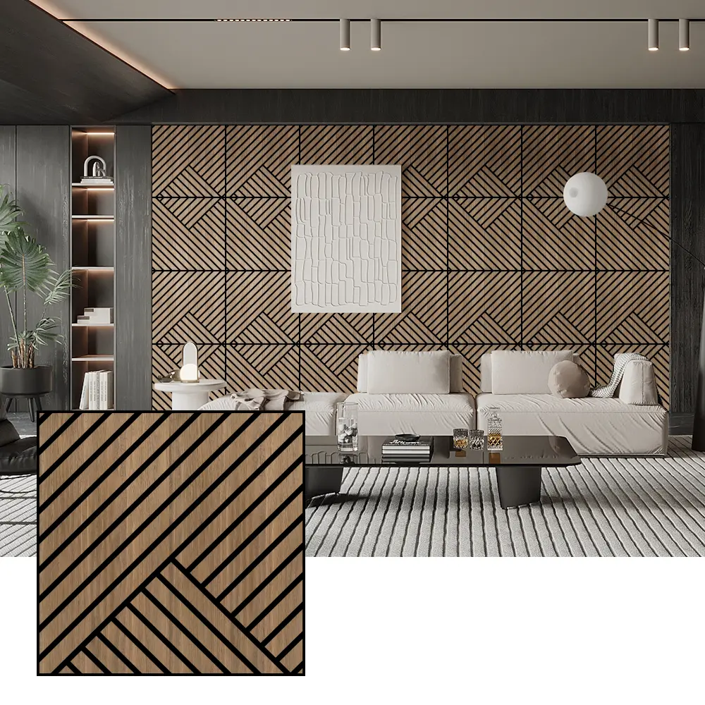 Natural Wood Veneer Acoustic Panels for Interior Walls