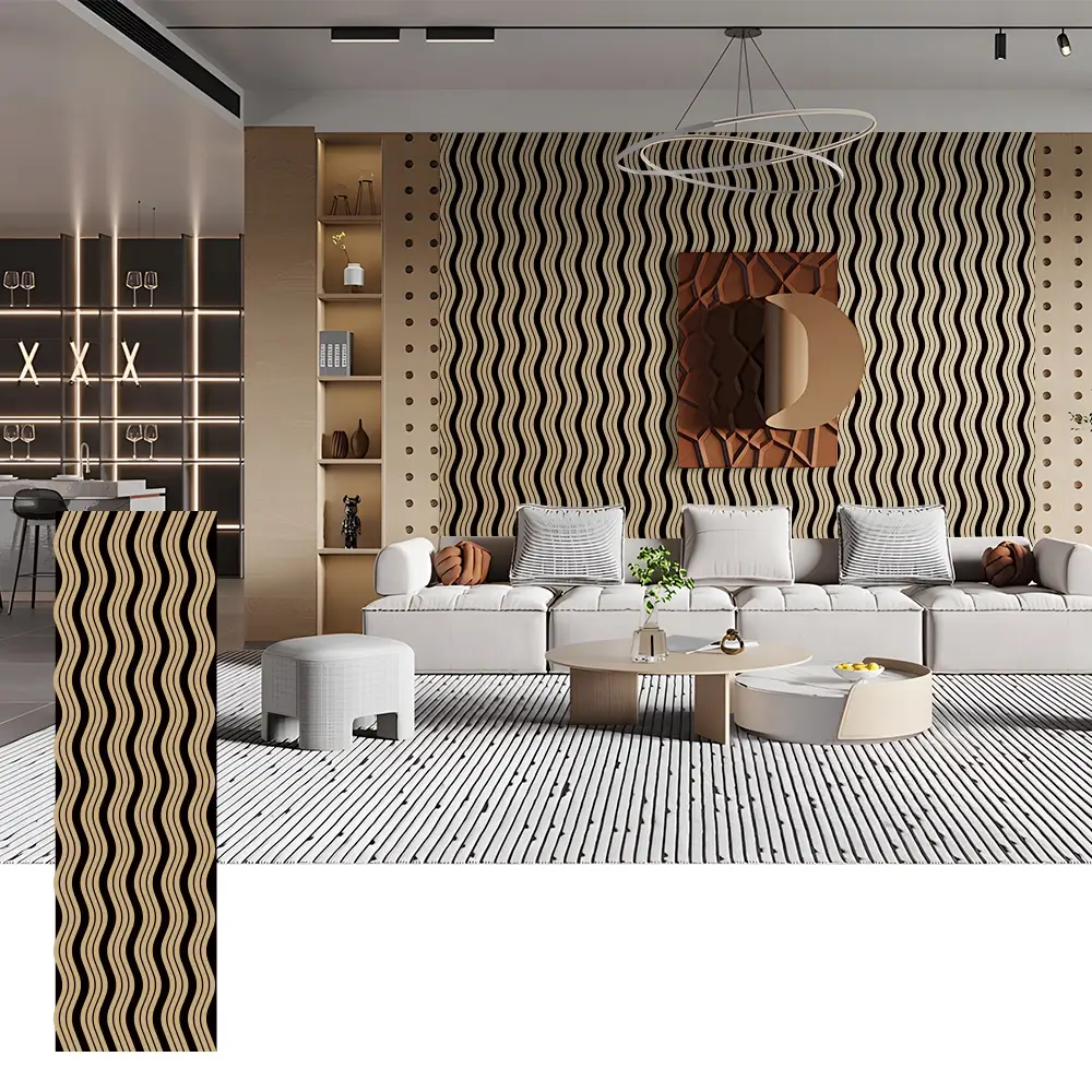 Wave Shape Acoustic Wood Panels for Feature Walls