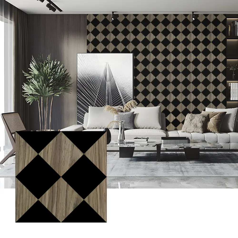 Wood Veneer Acoustic Panels for Bedroom Wall Decoration